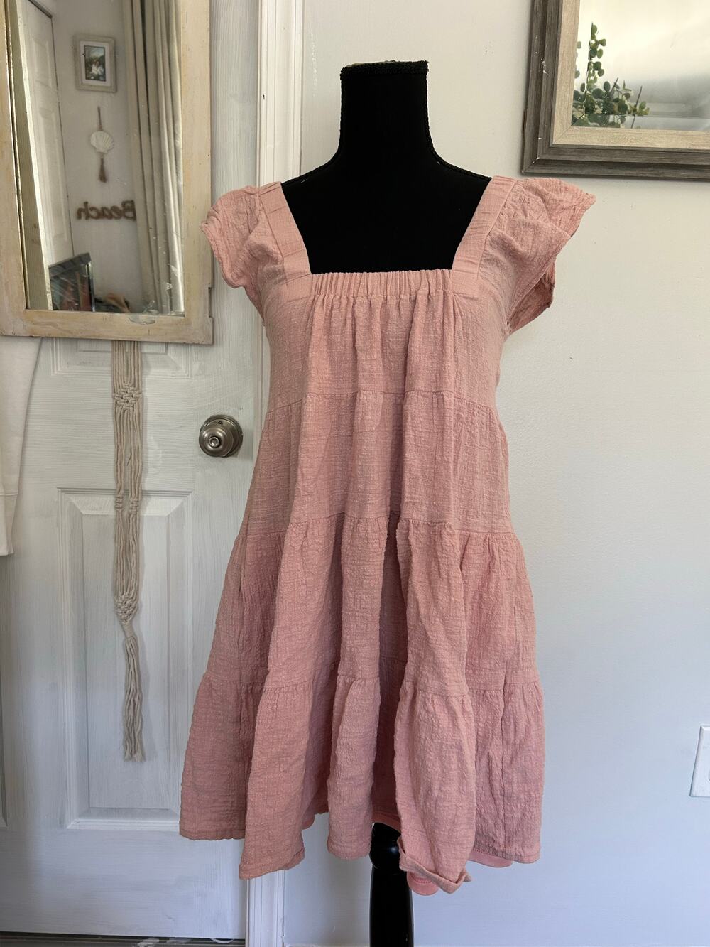 Altar’d State Pinafore style Tiered Rose Dress